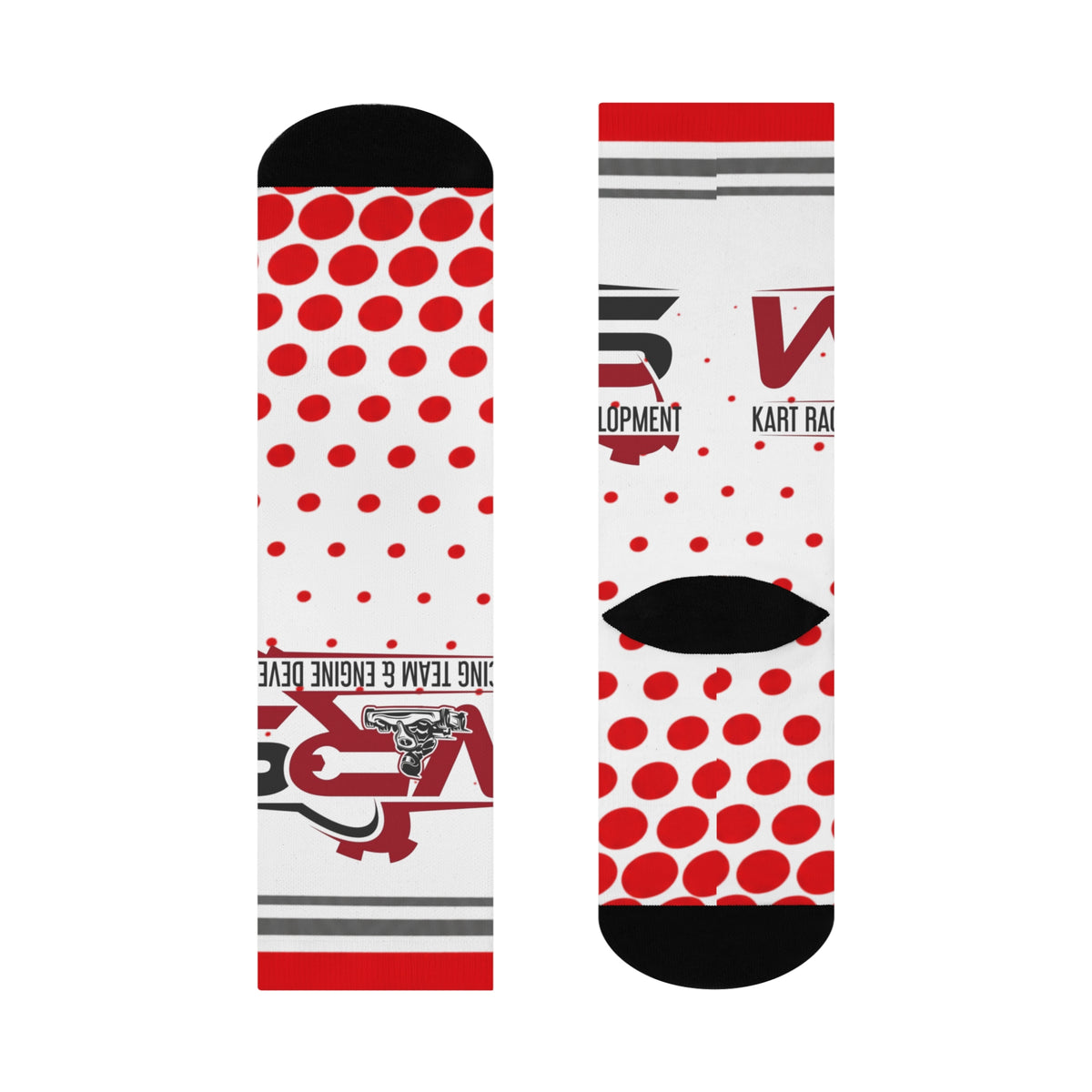 Engine Development Crew Socks - Red Polka Dot Cushioned Athletic Socks