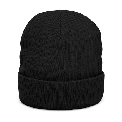 Embroidered Ribbed Beanie — WR Runner Logo Knit Winter Hat