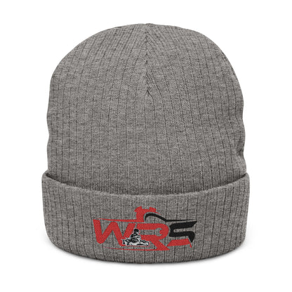 Embroidered Ribbed Beanie — WR Runner Logo Knit Winter Hat