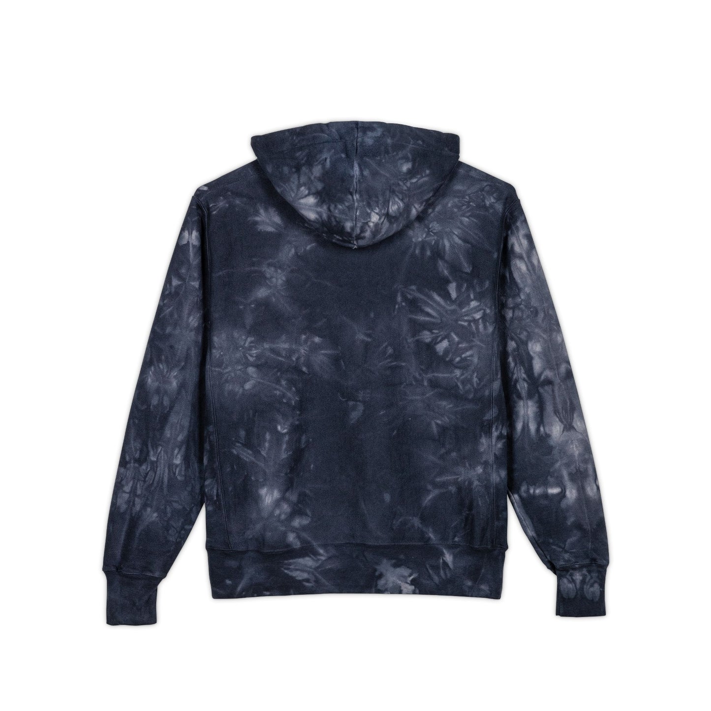 Tie-Dye Embroidered Hoodie — Black Distressed "W2" Graphic