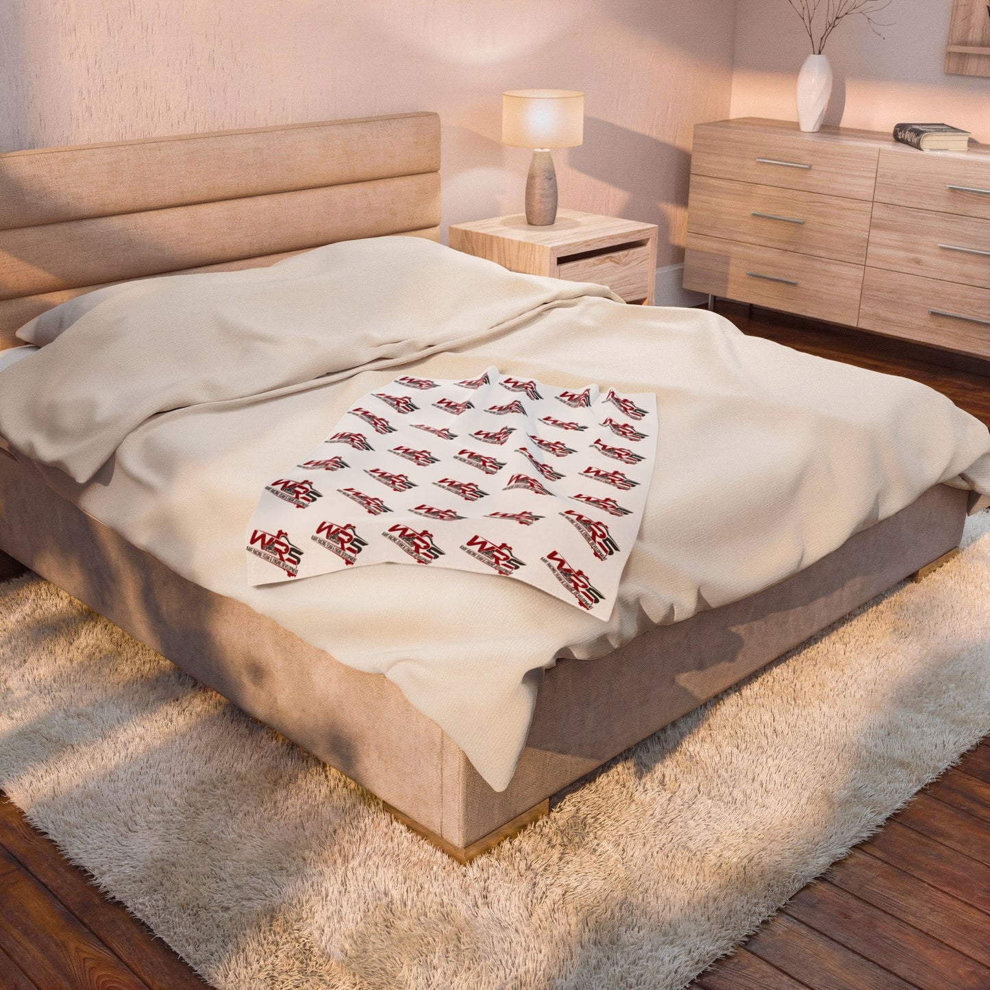 Velveteen Plush Blanket — Repeating WR5 Racing Logo Cozy Throw
