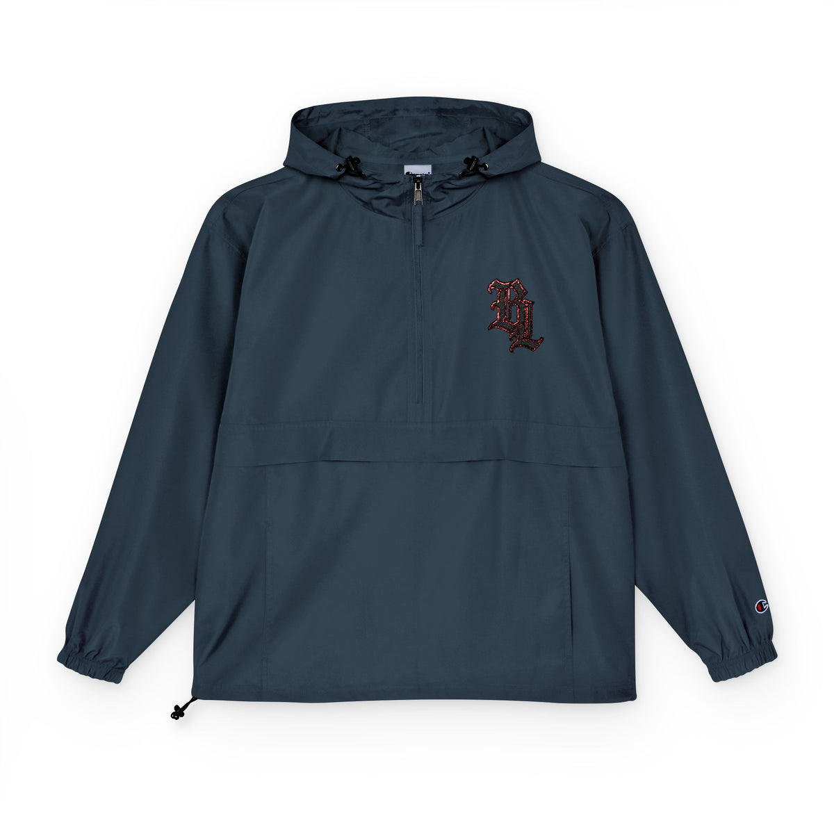 Packable Anorak Jacket — Orange Windbreaker with Floral Gothic 'D' Logo