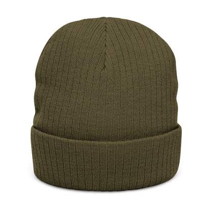 Embroidered Ribbed Beanie — WR Runner Logo Knit Winter Hat