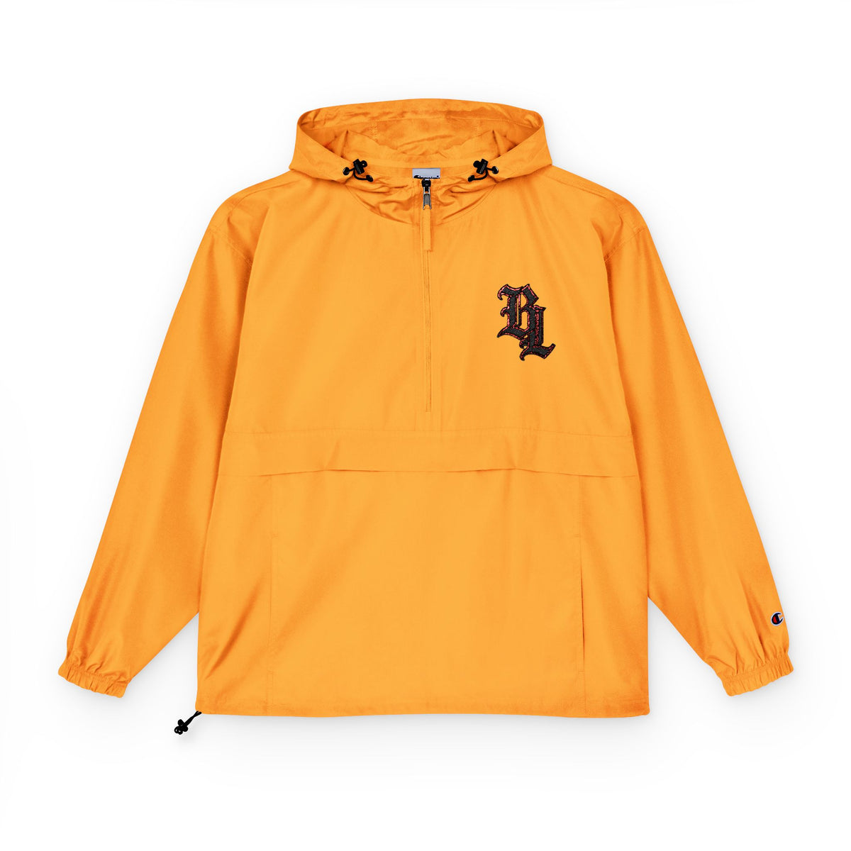 Packable Anorak Jacket — Orange Windbreaker with Floral Gothic 'D' Logo