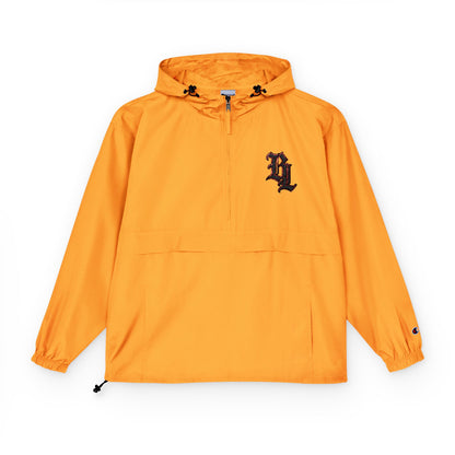 Packable Anorak Jacket — Orange Windbreaker with Floral Gothic 'D' Logo