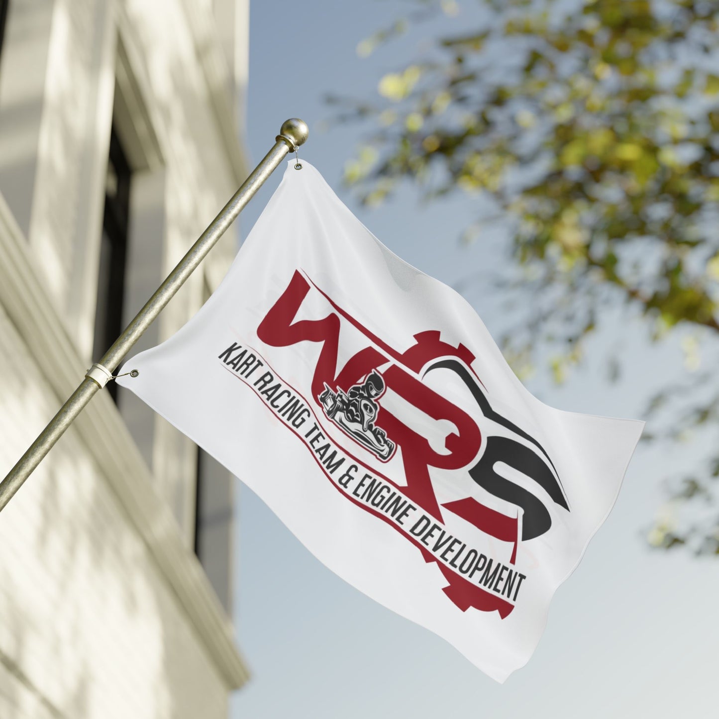 Racing Team Double-Sided Flag — Kart Racing & Engine Development Banner