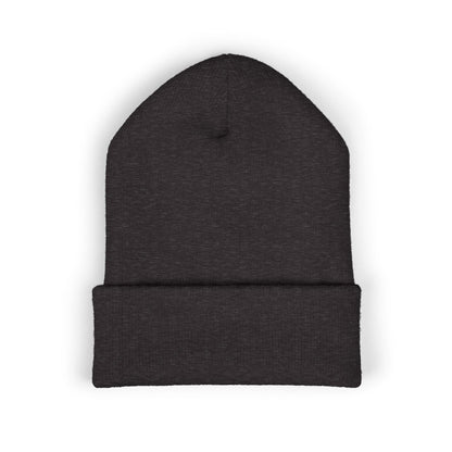Embroidered Racing Flame Beanie — Classic Cuffed Knit Cap