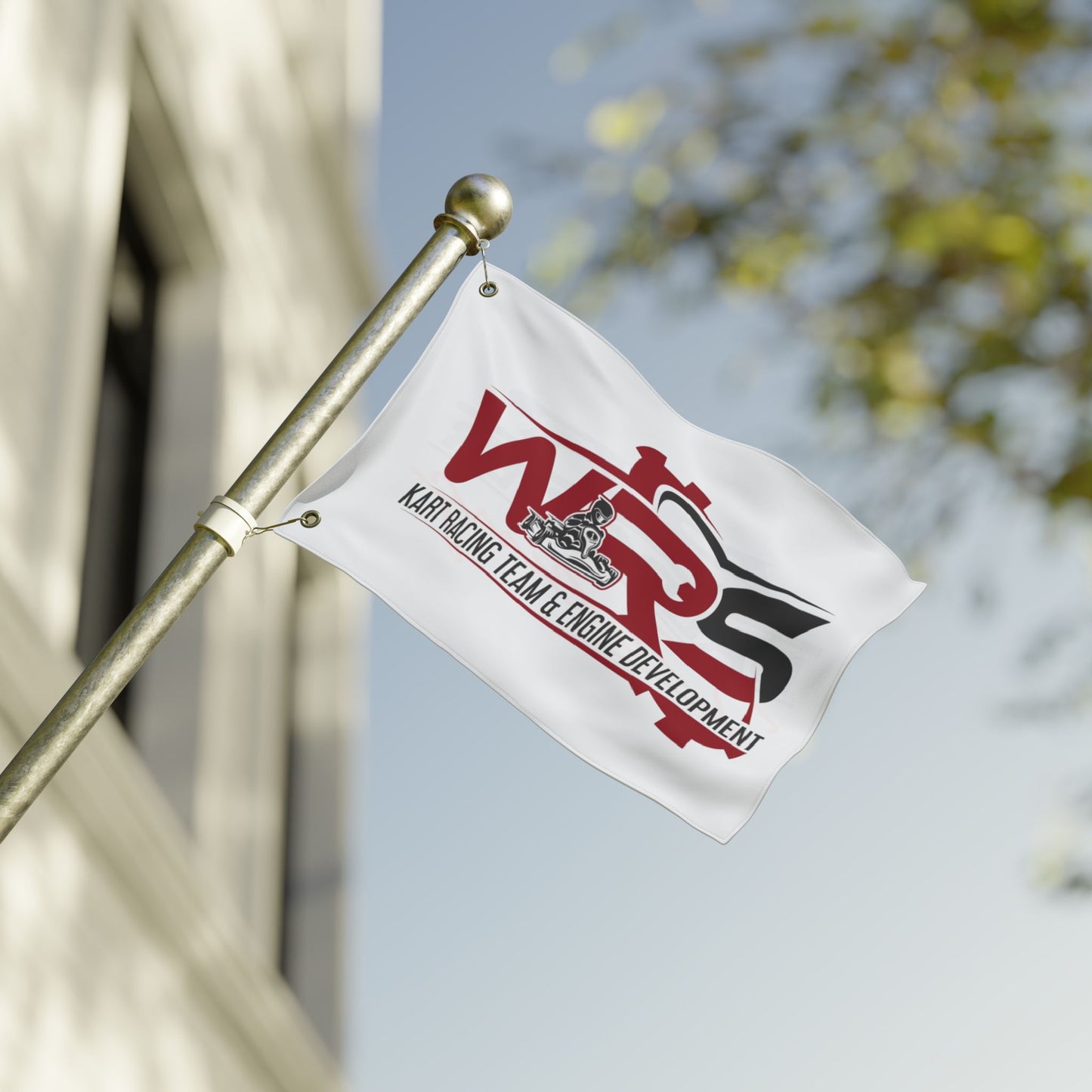 Racing Team Double-Sided Flag — Kart Racing & Engine Development Banner