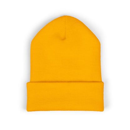 Embroidered Racing Flame Beanie — Classic Cuffed Knit Cap