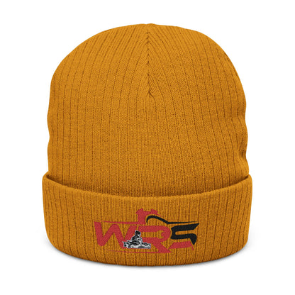 Embroidered Ribbed Beanie — WR Runner Logo Knit Winter Hat