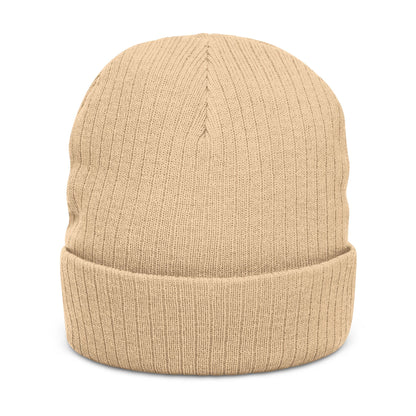 Embroidered Ribbed Beanie — WR Runner Logo Knit Winter Hat