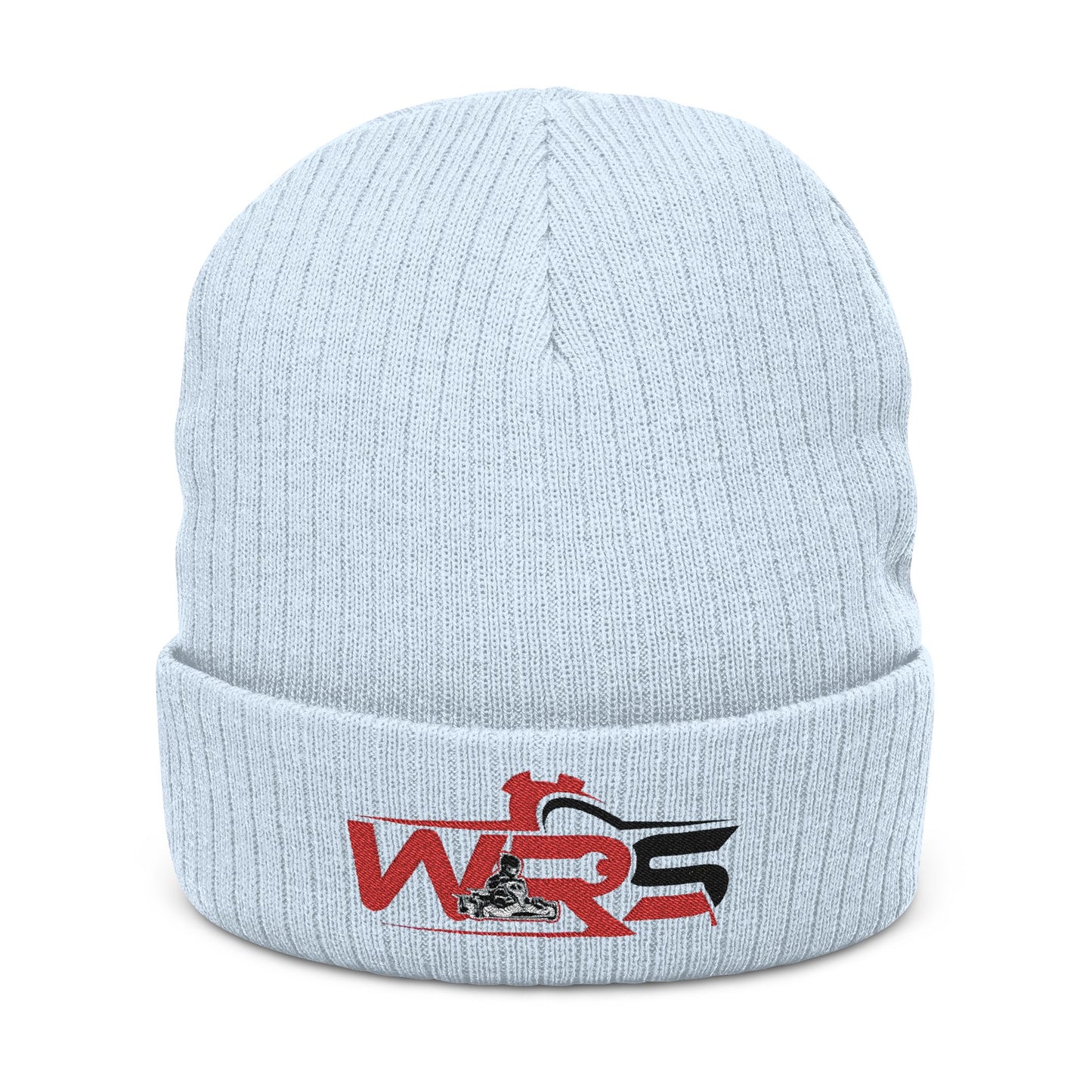 Embroidered Ribbed Beanie — WR Runner Logo Knit Winter Hat
