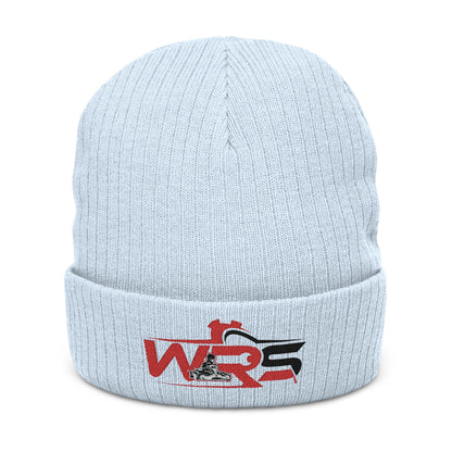 Embroidered Ribbed Beanie — WR Runner Logo Knit Winter Hat