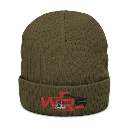 Embroidered Ribbed Beanie — WR Runner Logo Knit Winter Hat