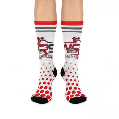 Engine Development Crew Socks - Red Polka Dot Cushioned Athletic Socks