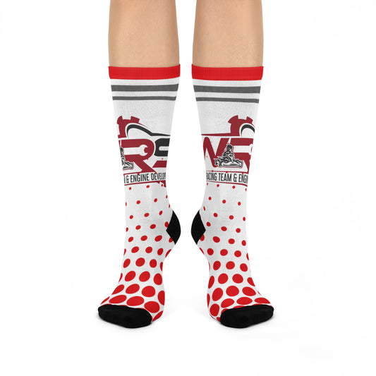 Engine Development Crew Socks - Red Polka Dot Cushioned Athletic Socks