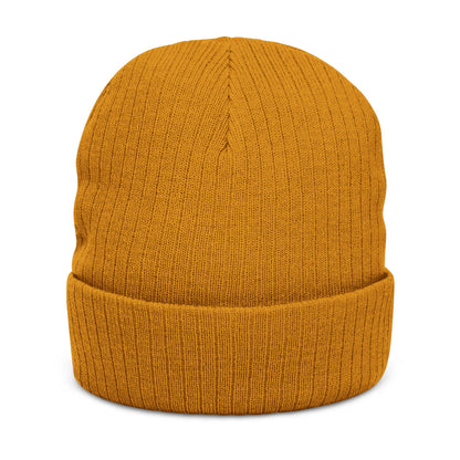 Embroidered Ribbed Beanie — WR Runner Logo Knit Winter Hat