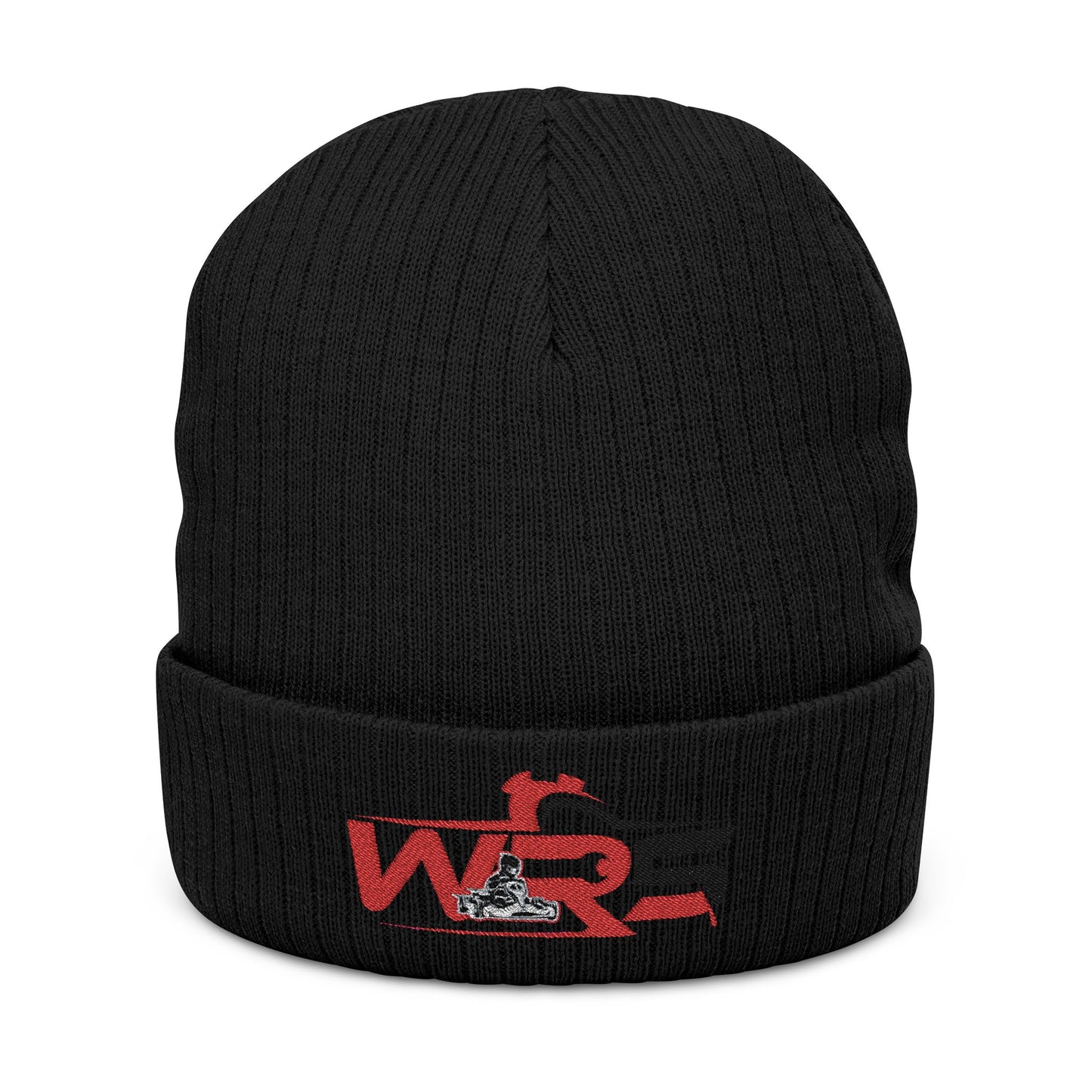 Embroidered Ribbed Beanie — WR Runner Logo Knit Winter Hat