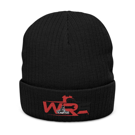 Embroidered Ribbed Beanie — WR Runner Logo Knit Winter Hat