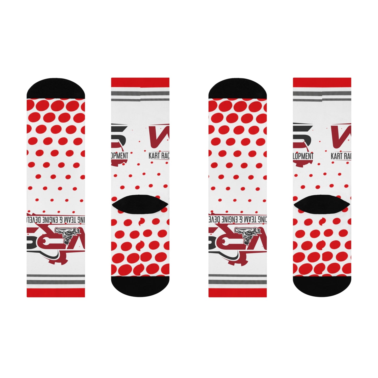 Engine Development Crew Socks - Red Polka Dot Cushioned Athletic Socks