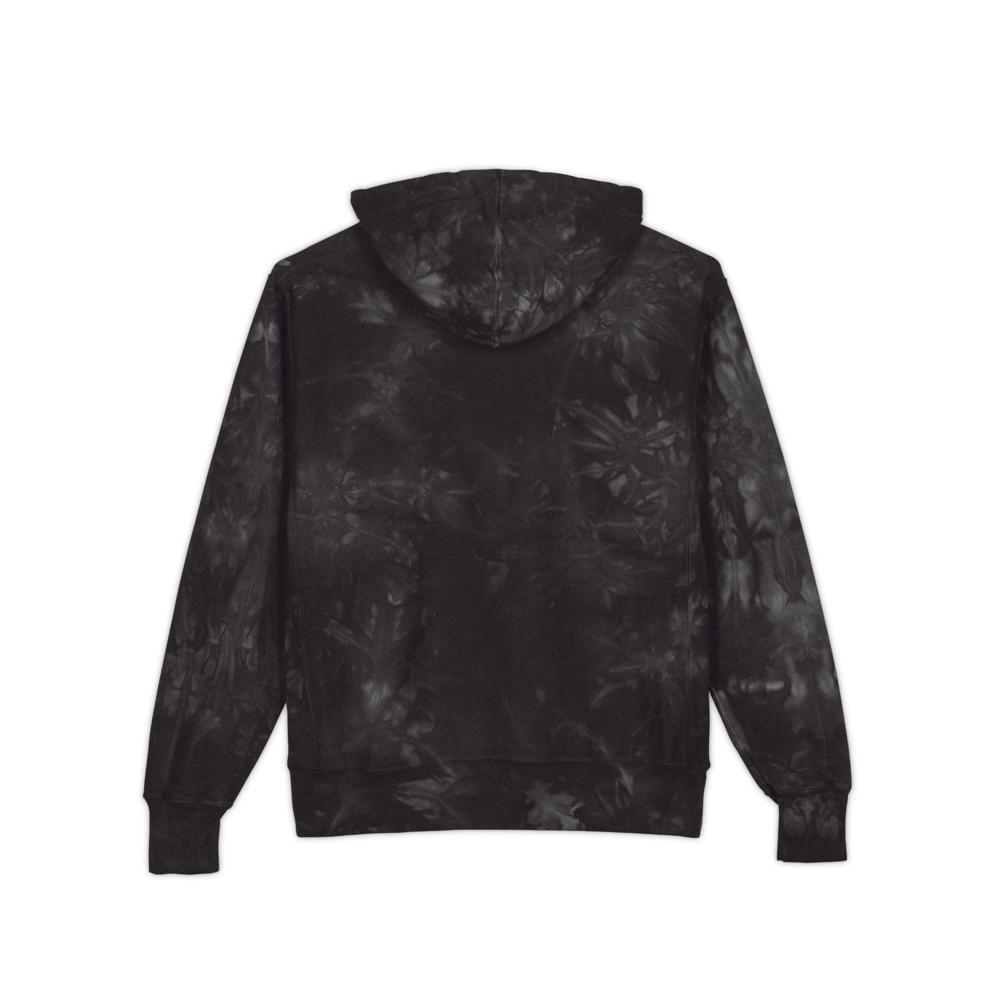 Tie-Dye Embroidered Hoodie — Black Distressed "W2" Graphic