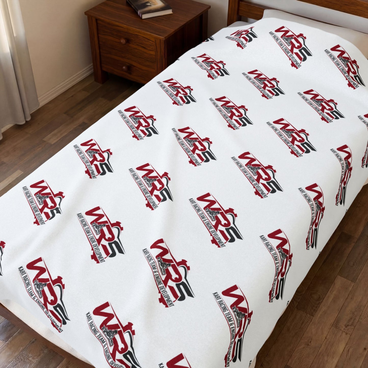 Velveteen Plush Blanket — Repeating WR5 Racing Logo Cozy Throw