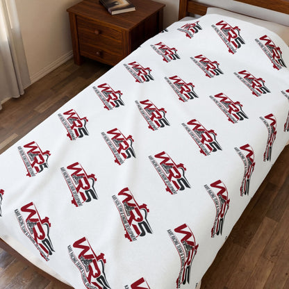 Velveteen Plush Blanket — Repeating WR5 Racing Logo Cozy Throw