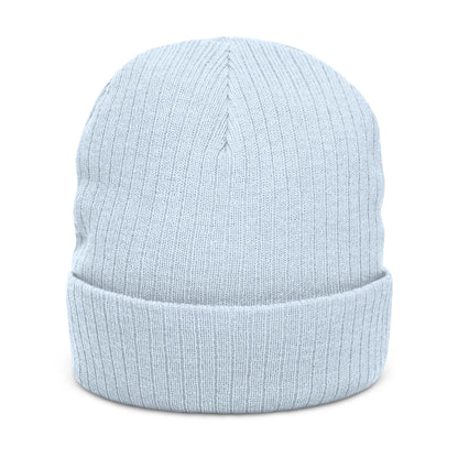 Embroidered Ribbed Beanie — WR Runner Logo Knit Winter Hat