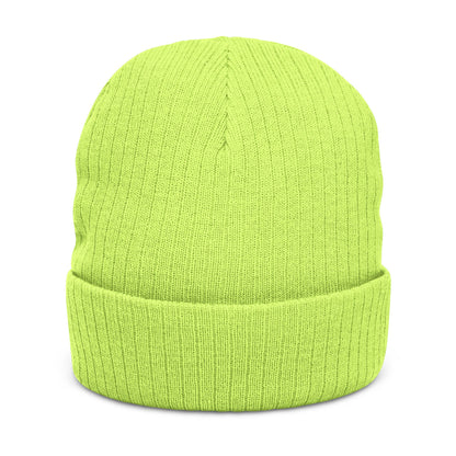 Embroidered Ribbed Beanie — WR Runner Logo Knit Winter Hat