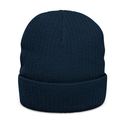 Embroidered Ribbed Beanie — WR Runner Logo Knit Winter Hat