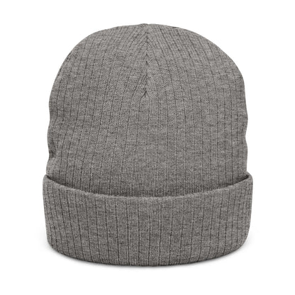 Embroidered Ribbed Beanie — WR Runner Logo Knit Winter Hat