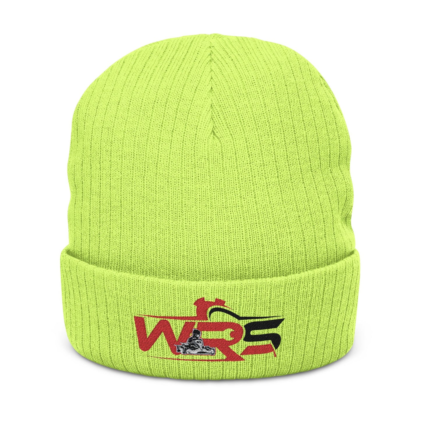 Embroidered Ribbed Beanie — WR Runner Logo Knit Winter Hat