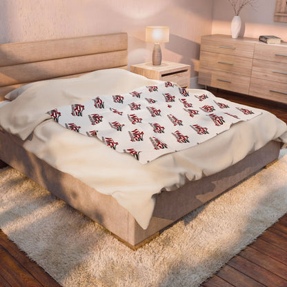 Velveteen Plush Blanket — Repeating WR5 Racing Logo Cozy Throw