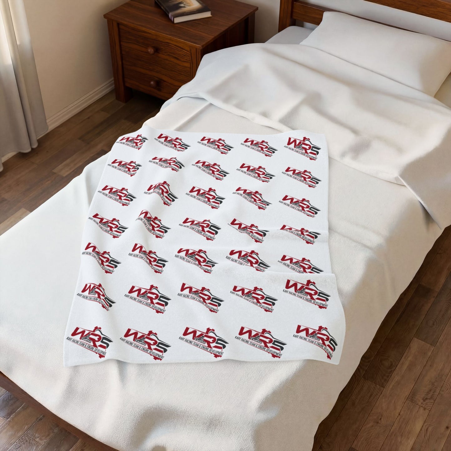 Velveteen Plush Blanket — Repeating WR5 Racing Logo Cozy Throw