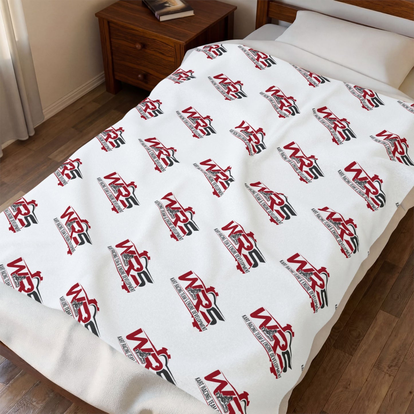 Velveteen Plush Blanket — Repeating WR5 Racing Logo Cozy Throw