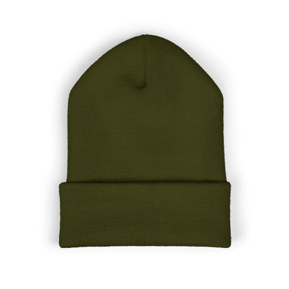 Embroidered Racing Flame Beanie — Classic Cuffed Knit Cap
